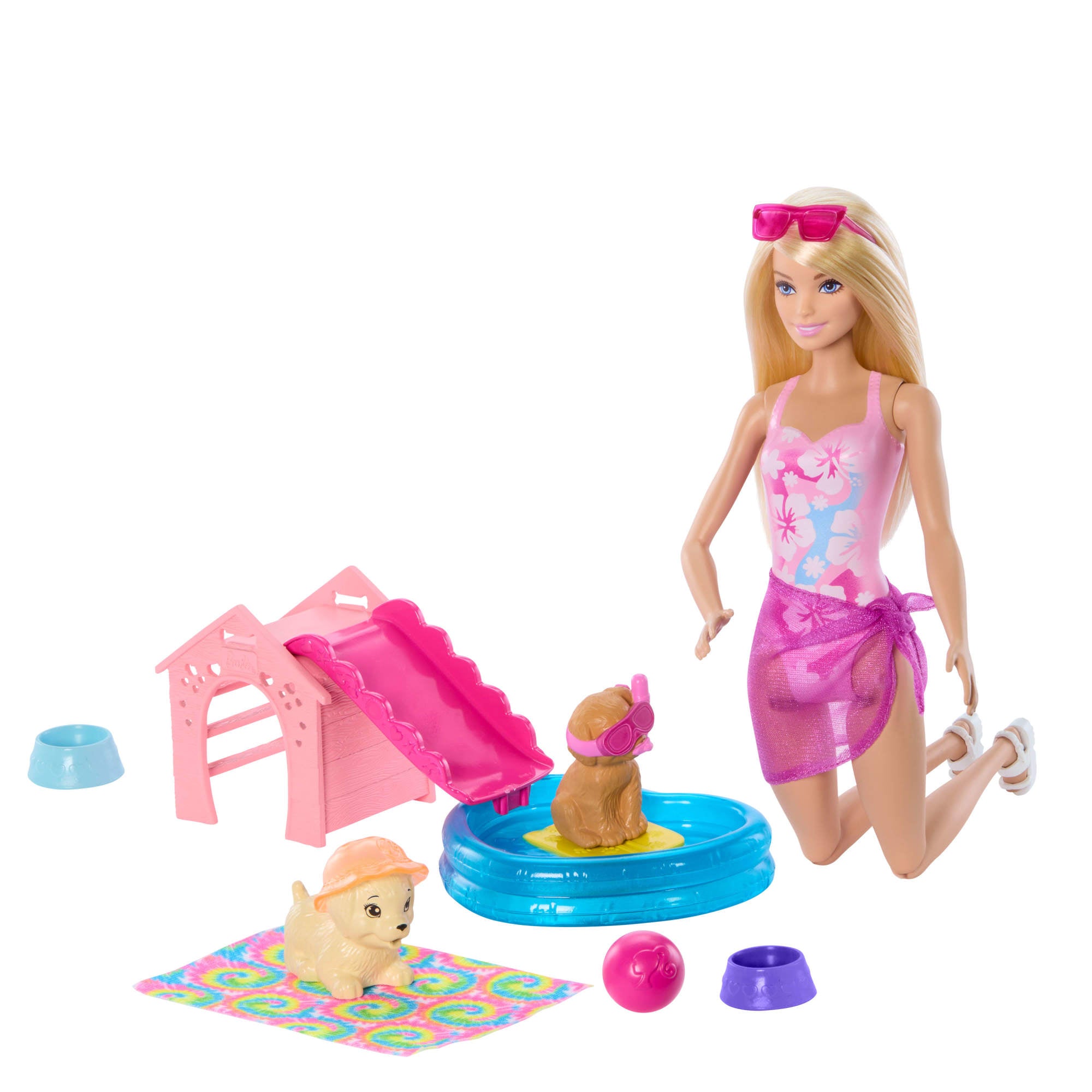 Barbie Puppy Pool Party Aloha Blonde Playset