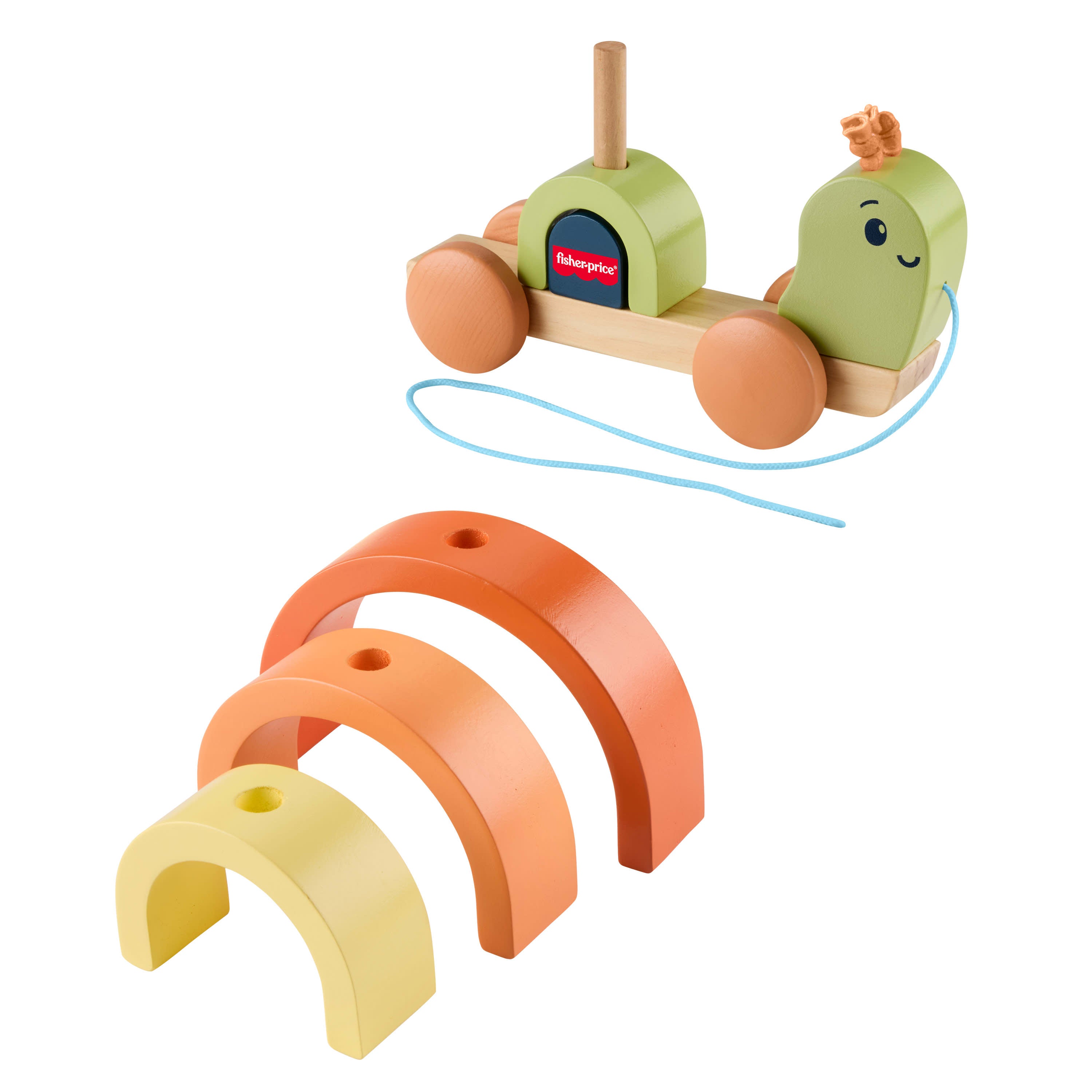 Fisher-Price Tiny Garden Wooden Pull-Along Stacking Snail - Toyworld Australia