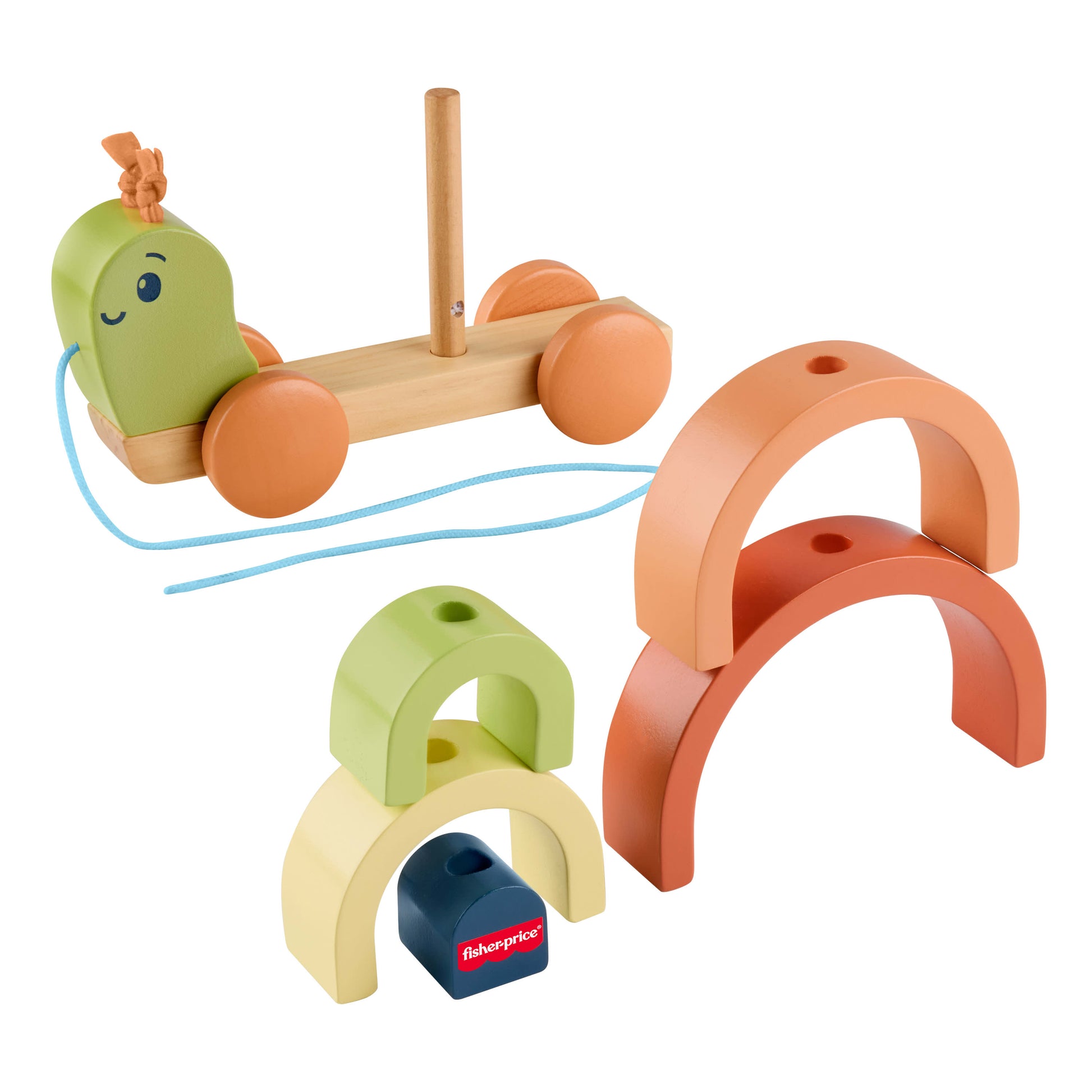 Fisher-Price Tiny Garden Wooden Pull-Along Stacking Snail - Toyworld Australia