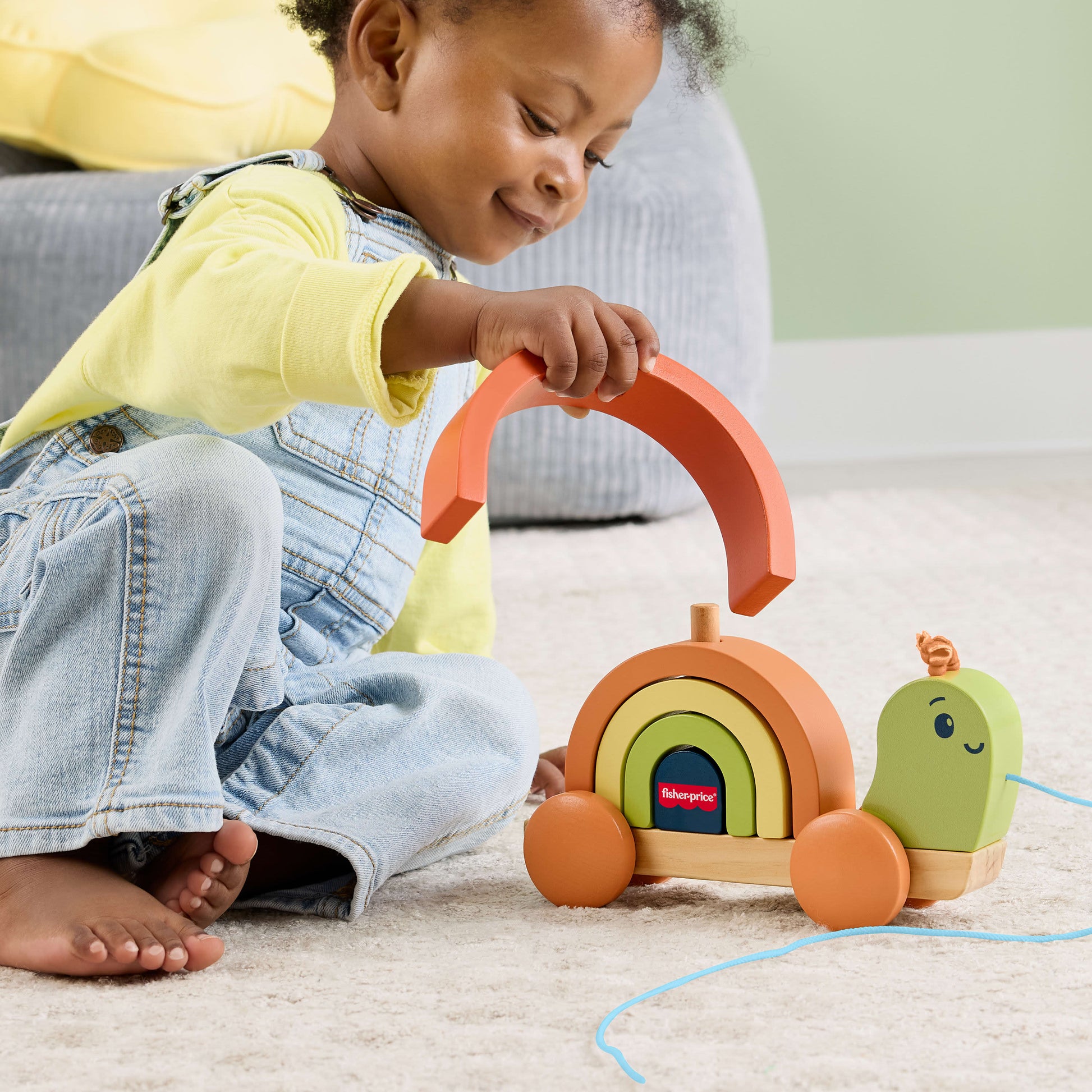 Fisher-Price Tiny Garden Wooden Pull-Along Stacking Snail - Toyworld Australia