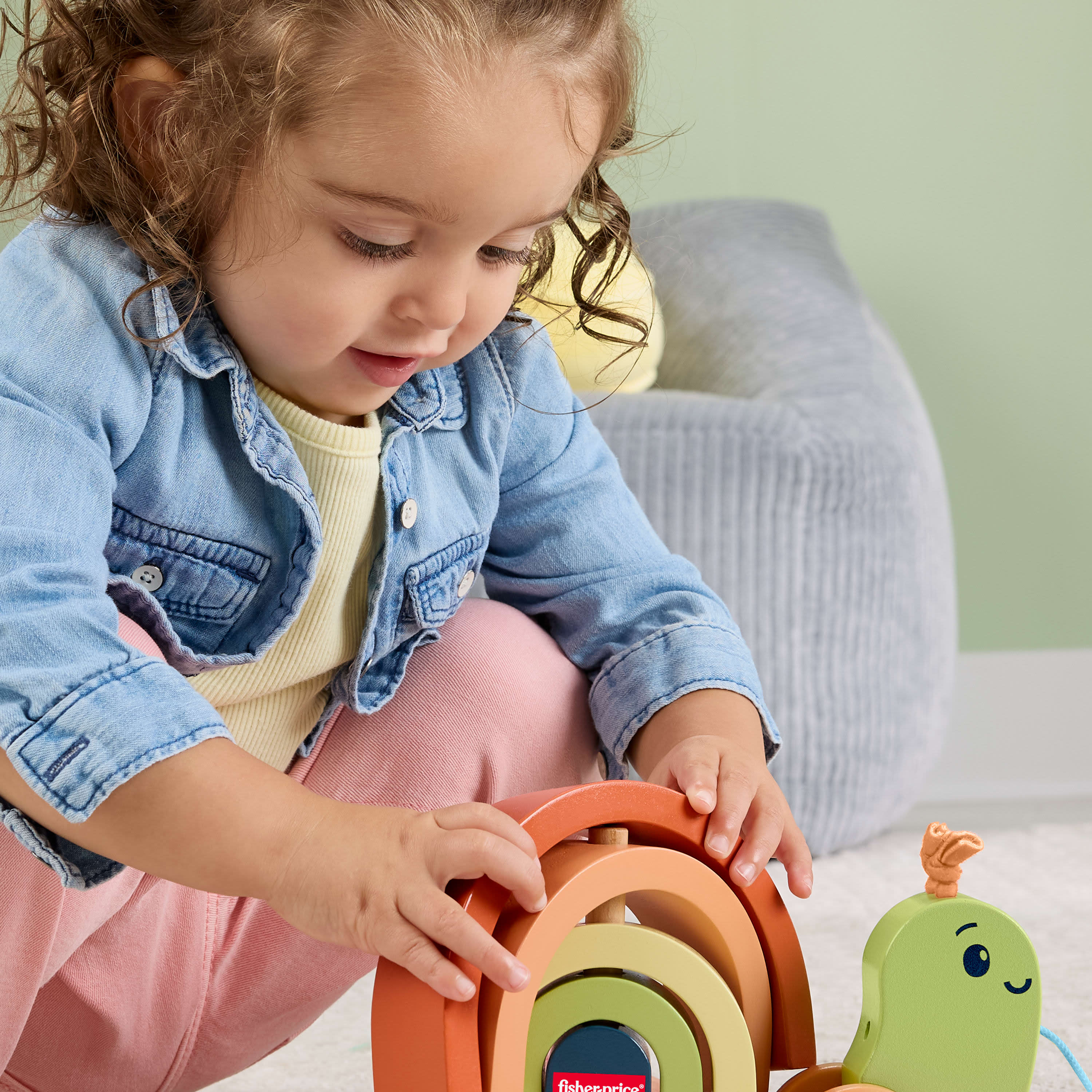 Fisher-Price Tiny Garden Wooden Pull-Along Stacking Snail - Toyworld Australia