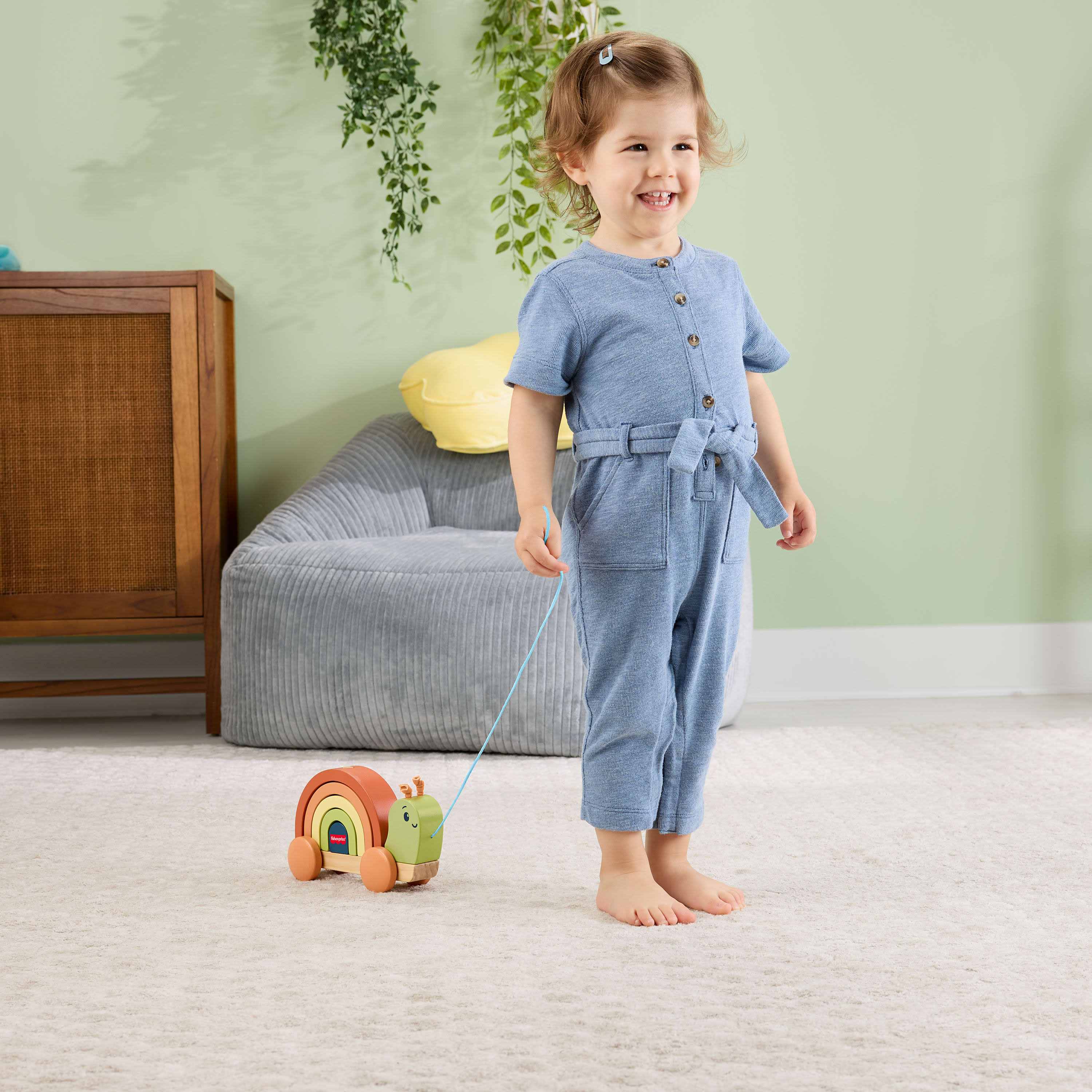 Fisher-Price Tiny Garden Wooden Pull-Along Stacking Snail - Toyworld Australia