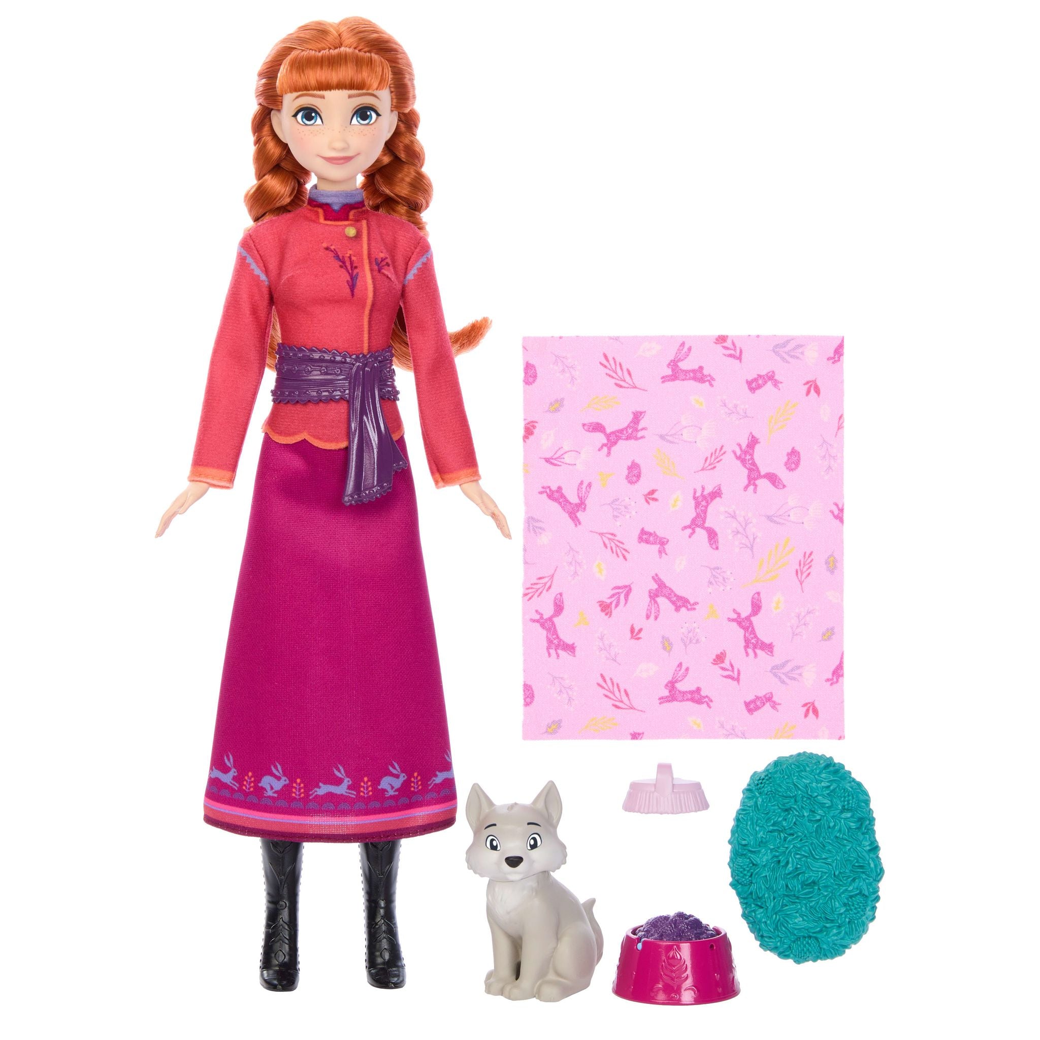 Disney Frozen Animals Of Arendelle Anna Doll With Baby Wolf