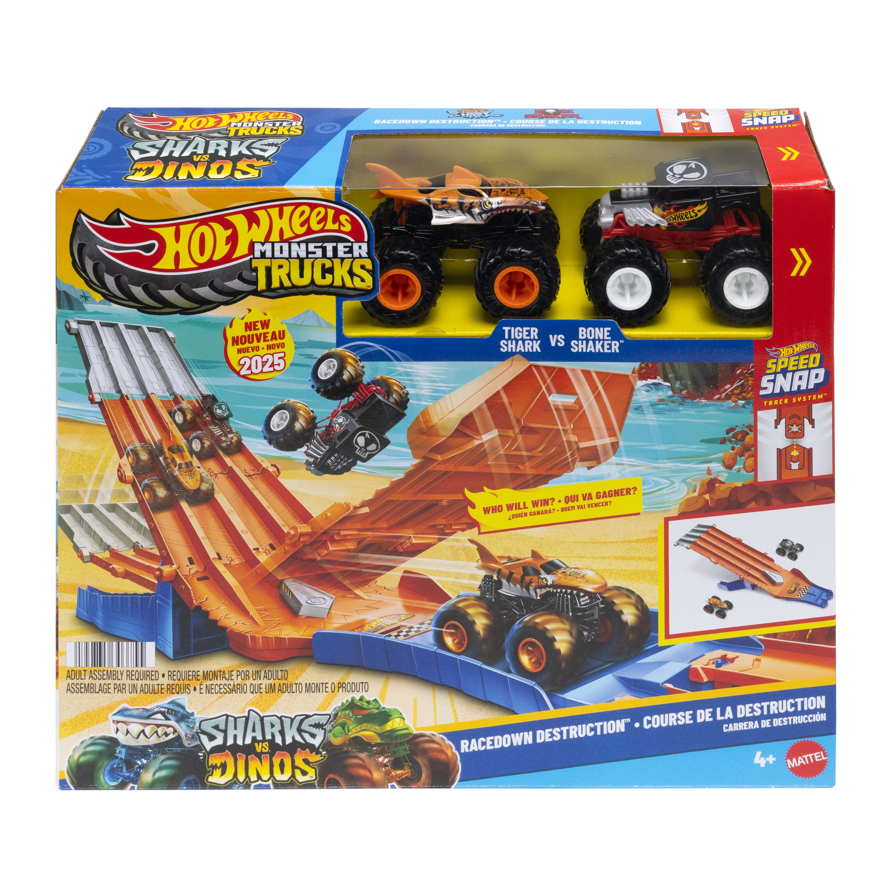 Hot Wheels Monster Trucks Racedown Destruction Playset