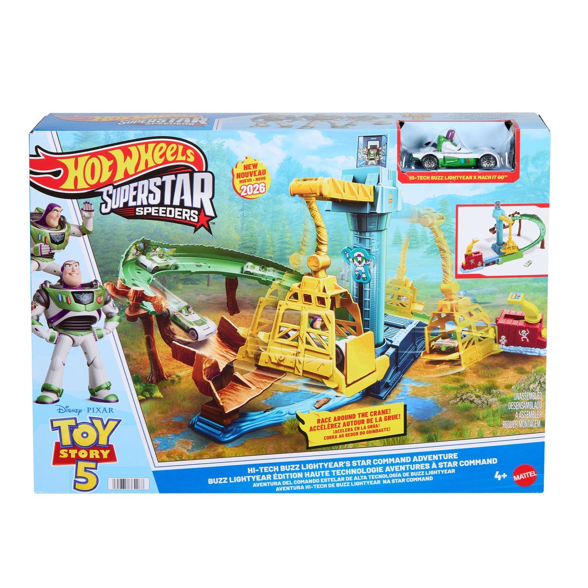 Hot Wheels Superstar Speeders Toy Story 5 Hi-Tech Buzz Lightyear's Star Command Adventure Trackset