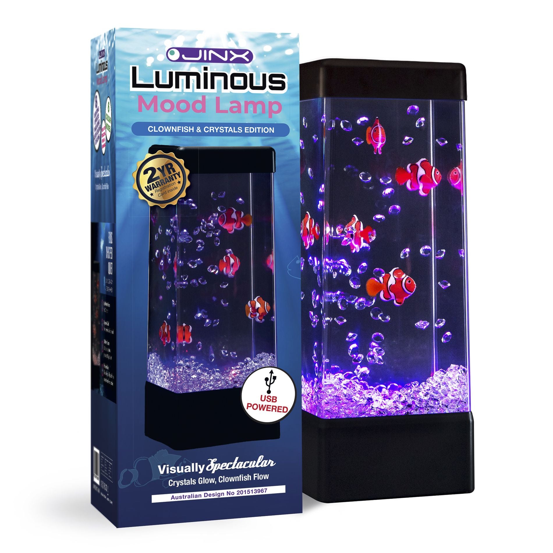 JINX Luminous Mood Lamp USB - Crystals & Clownfish