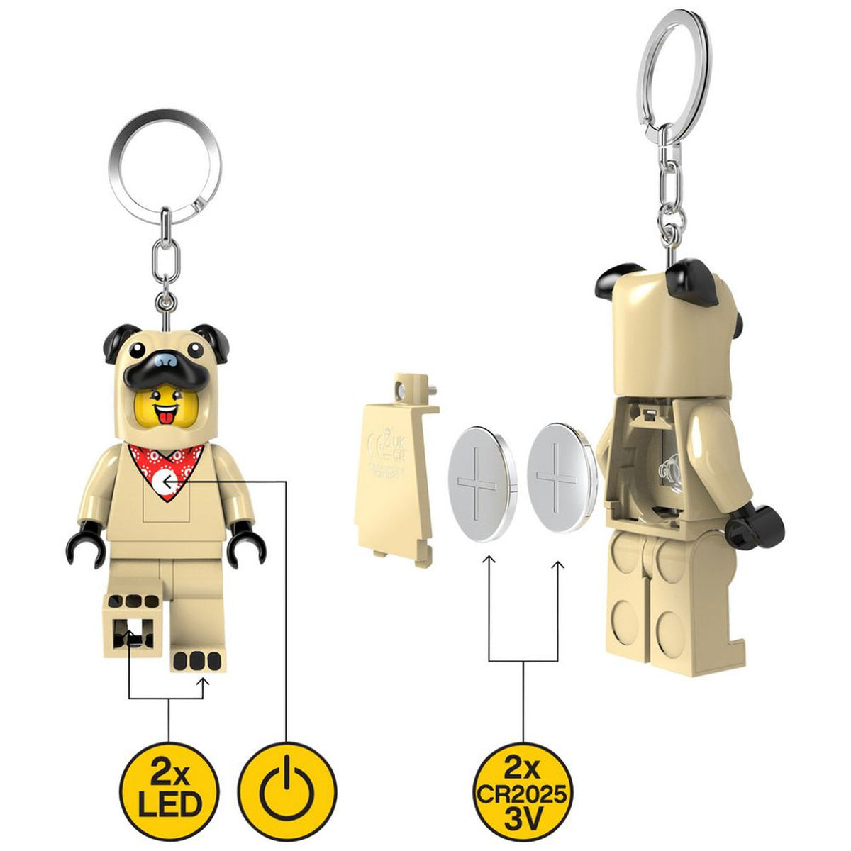 LEGO Minifigures Keychain LED Key Light Pug