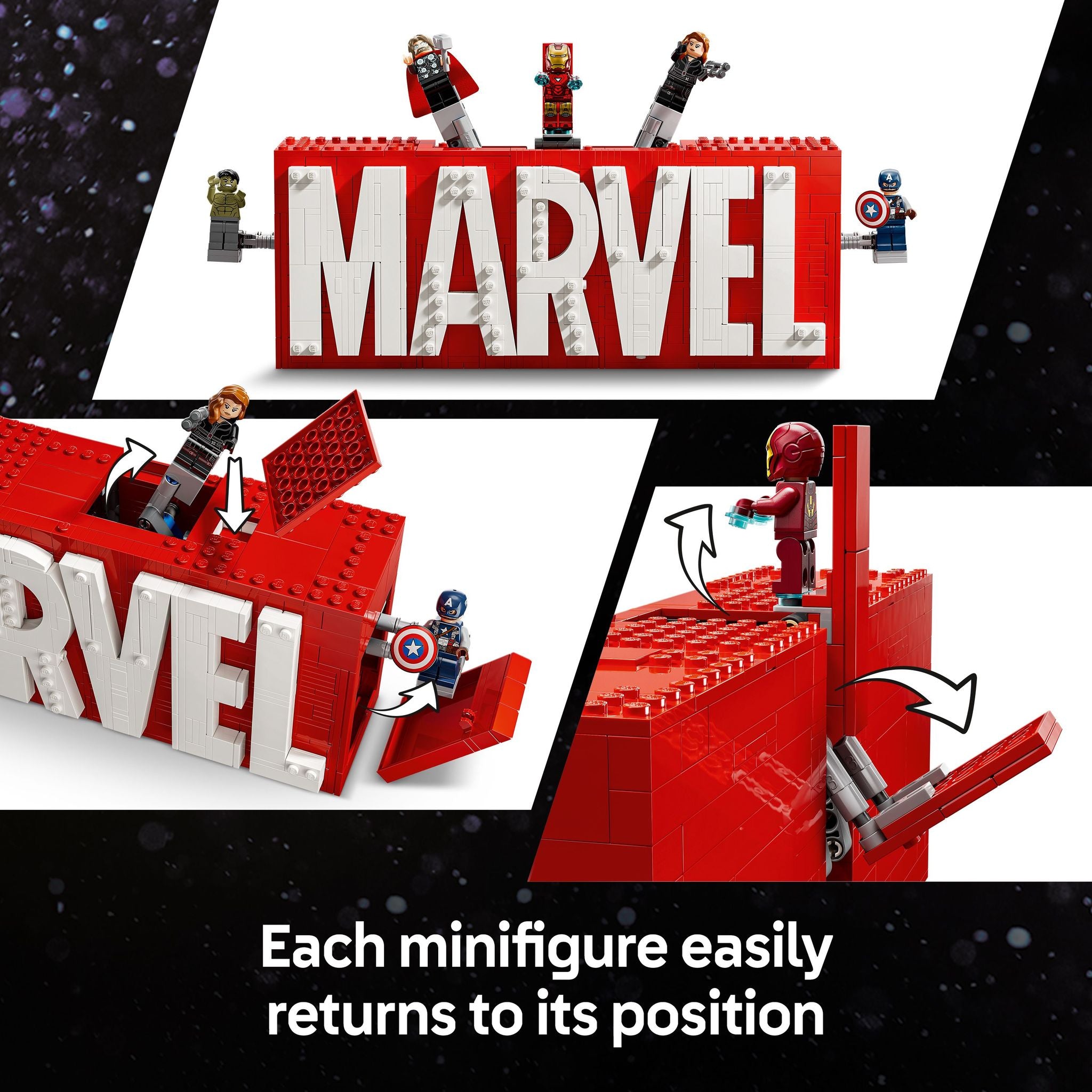 lego marvel super heroes red bricks LEGO 76313 Marvel Super Heroes MARVEL Logo & Minifigures – Toyworld