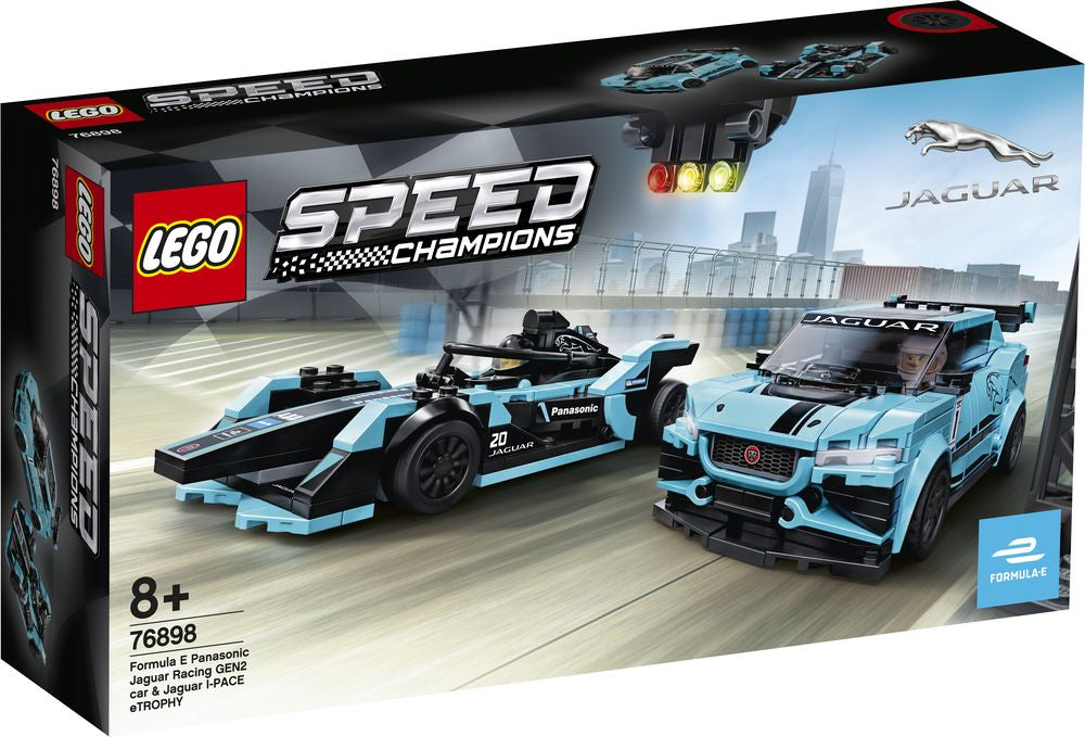 LEGO 76898 SPEED CHAMPIONS FORMULA E PANASONIC JAGUAR RACING GEN2 CAR & JAGUAR I-PACE ETROPHY