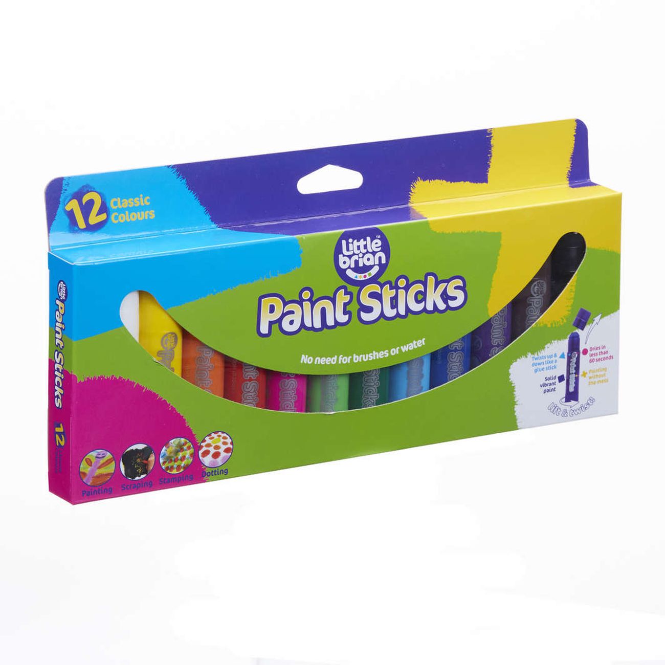 Little Brian Paint Sticks Classic Colours 12 Pack