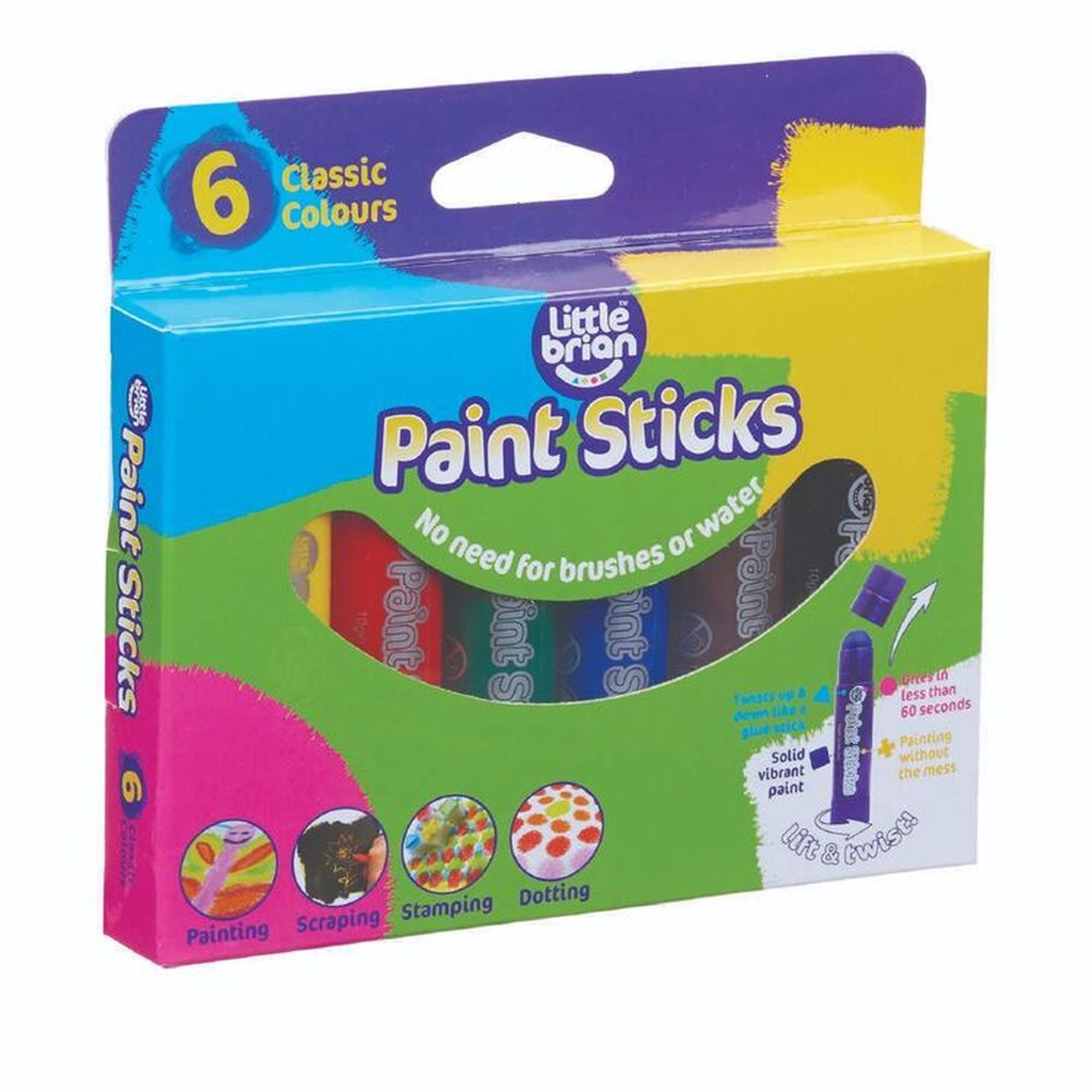 Little Brian Paint Sticks Classic Colours 6 Pack - Toyworld Australia