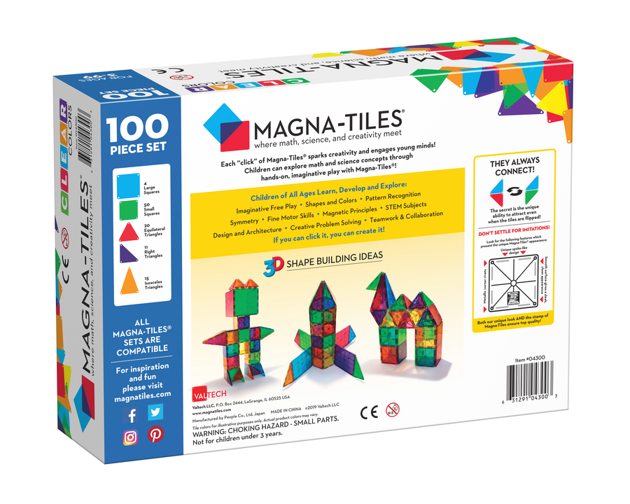 Magna-Tiles Clear Colours 100 Piece Set