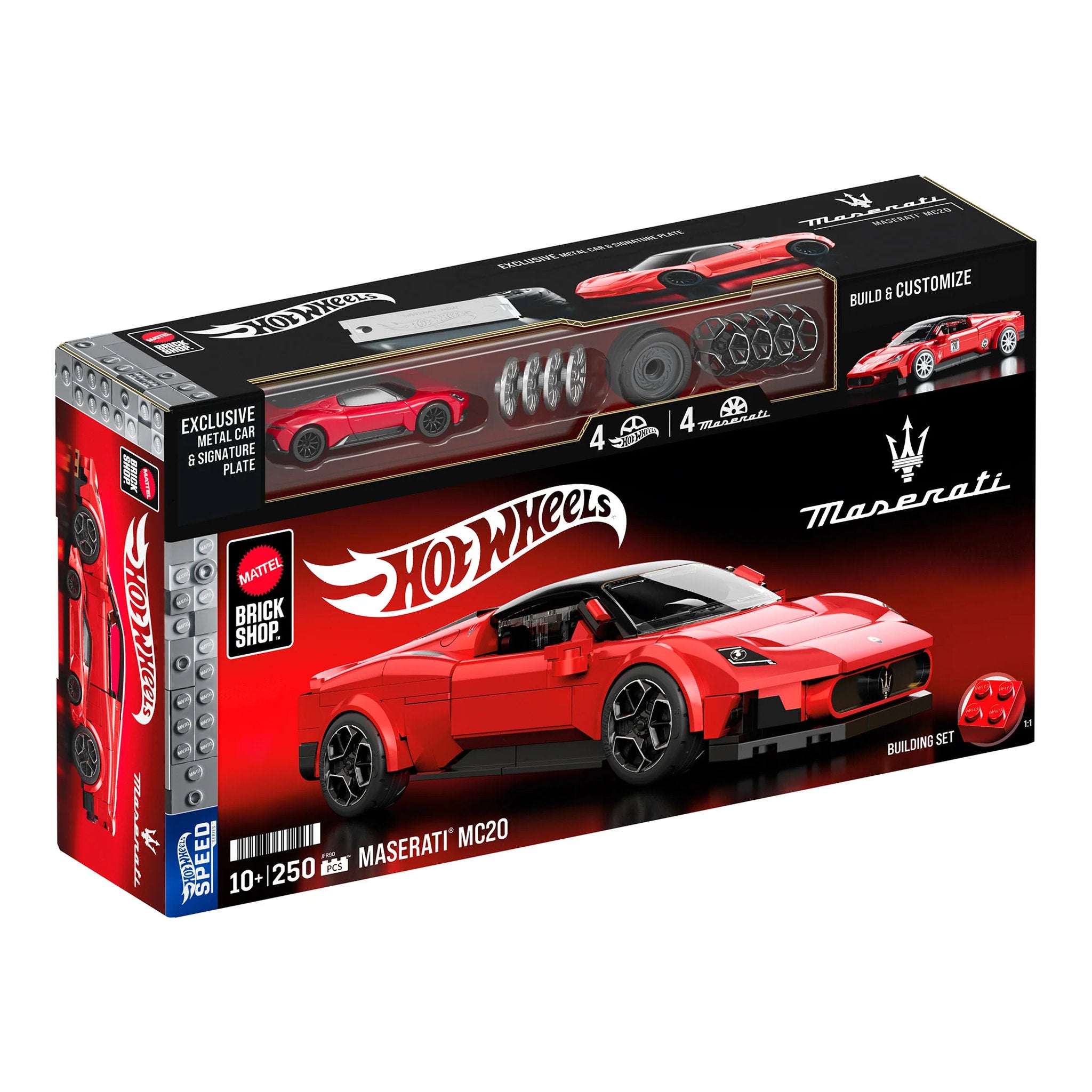 Mattel Brick Shop Hot Wheels Speed Maserati MC20 Building Set