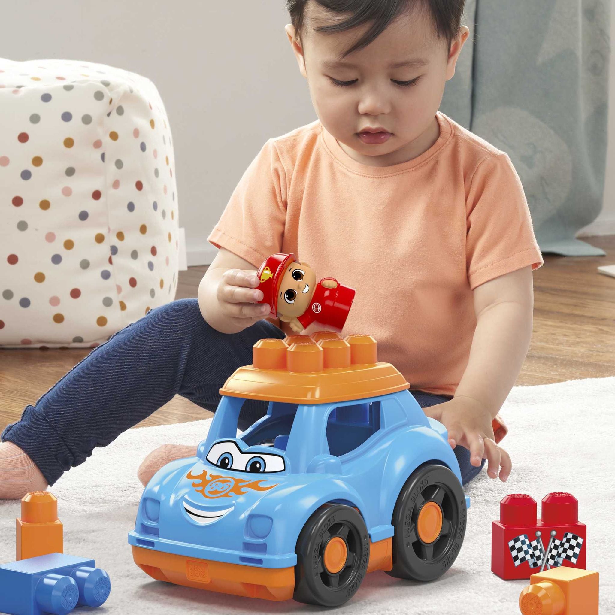 Fisher-Price MEGA Bloks First Builders Lil Vehicles Block Buddies Ricky Race Car