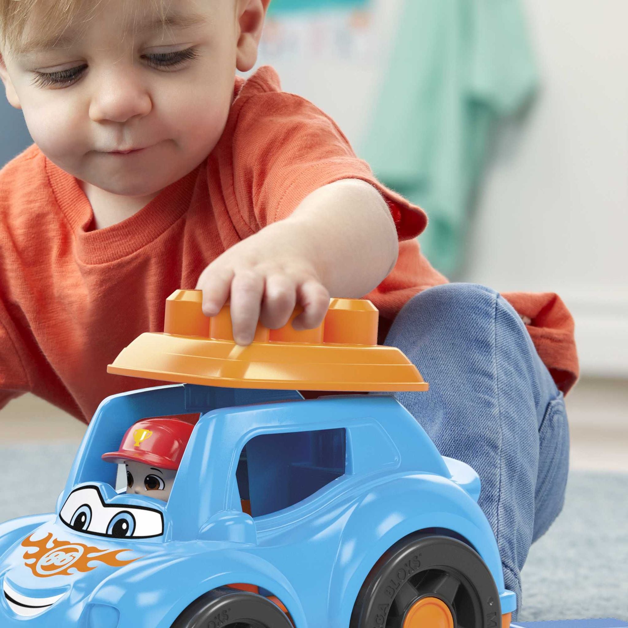 Fisher-Price MEGA Bloks First Builders Lil Vehicles Block Buddies Ricky Race Car