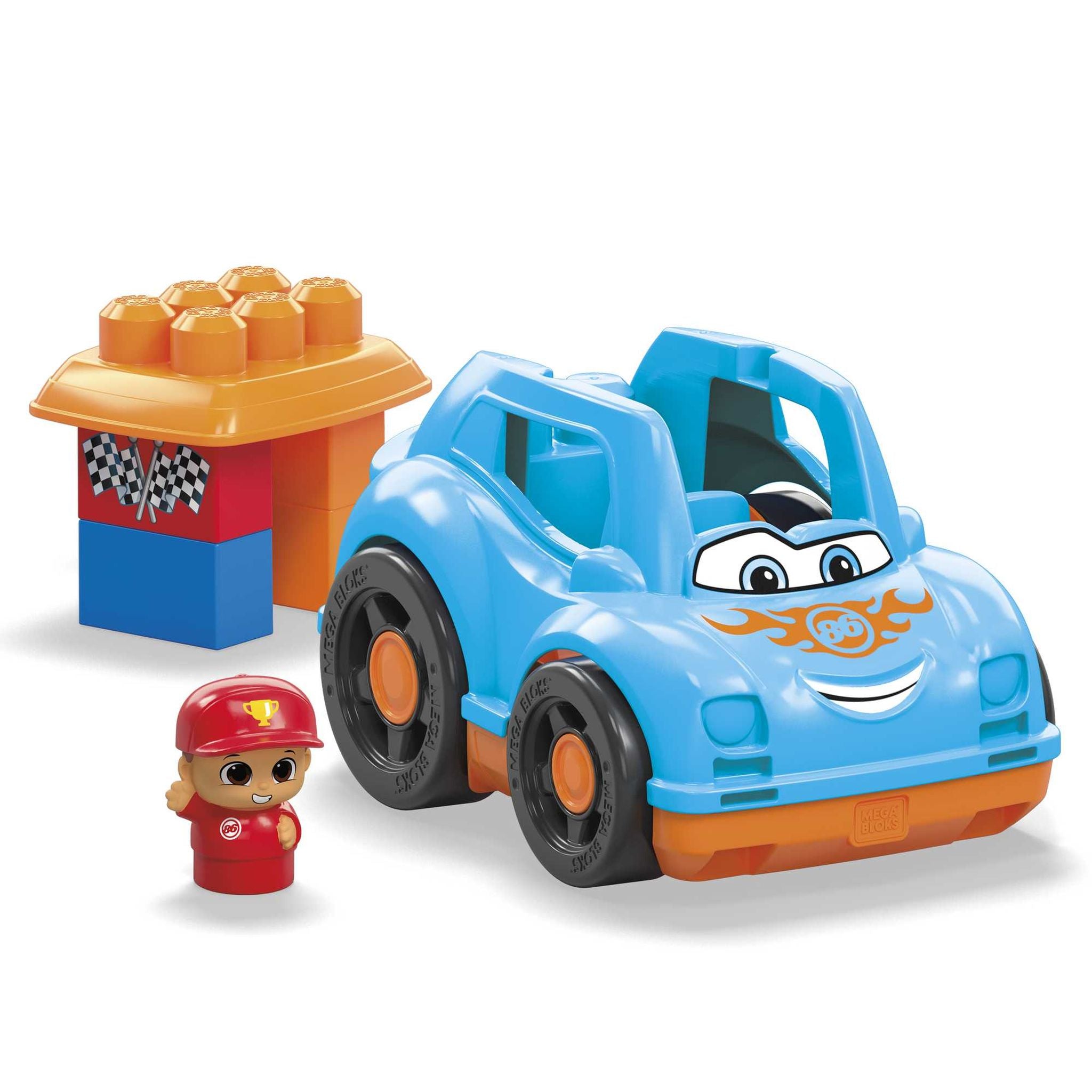 Fisher-Price MEGA Bloks First Builders Lil Vehicles Block Buddies Ricky Race Car