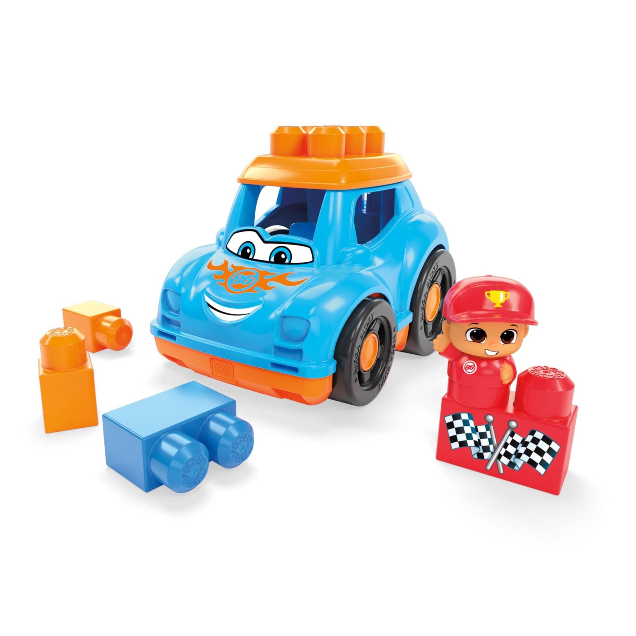 Fisher-Price MEGA Bloks First Builders Lil Vehicles Block Buddies Ricky Race Car