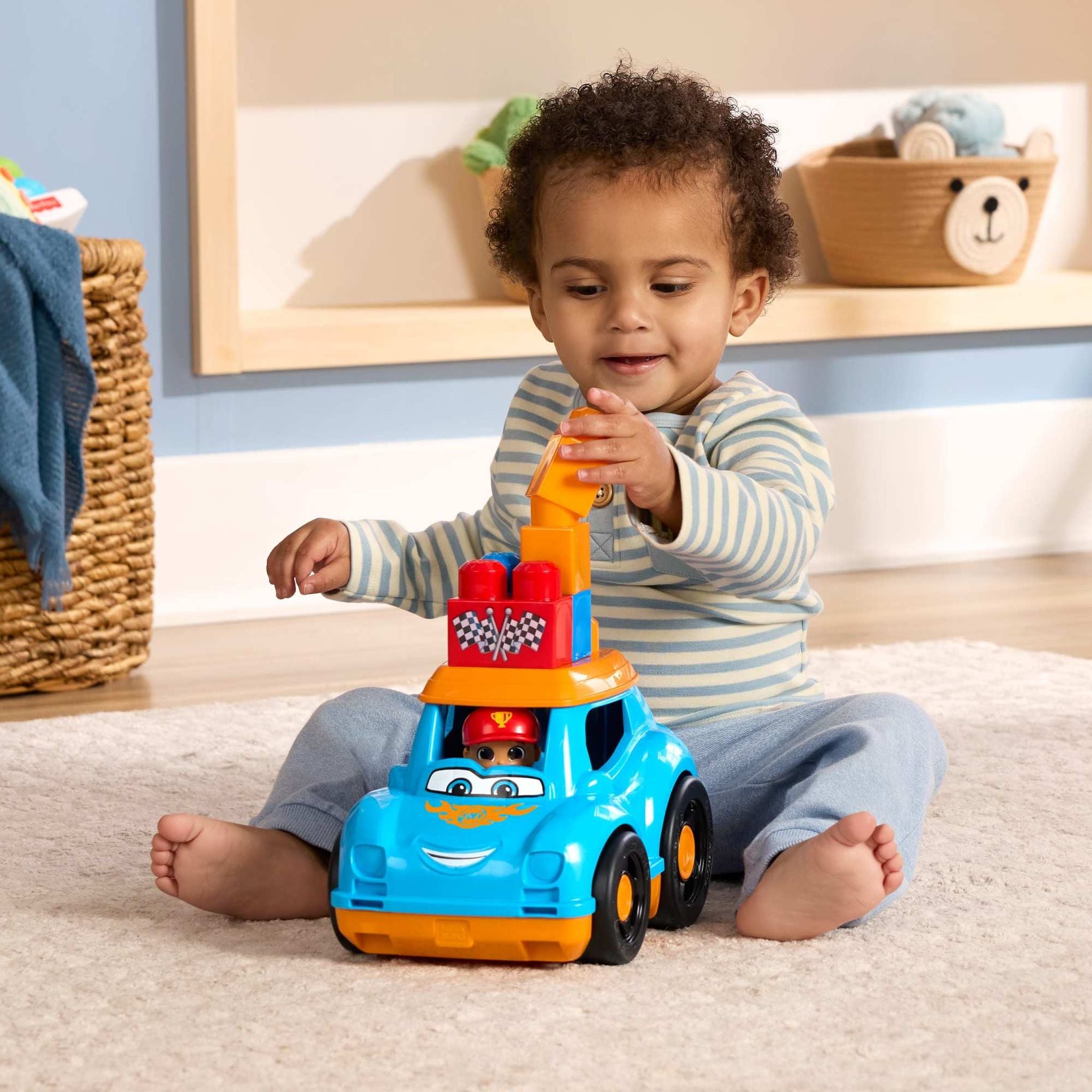 Fisher-Price MEGA Bloks First Builders Lil Vehicles Block Buddies Ricky Race Car