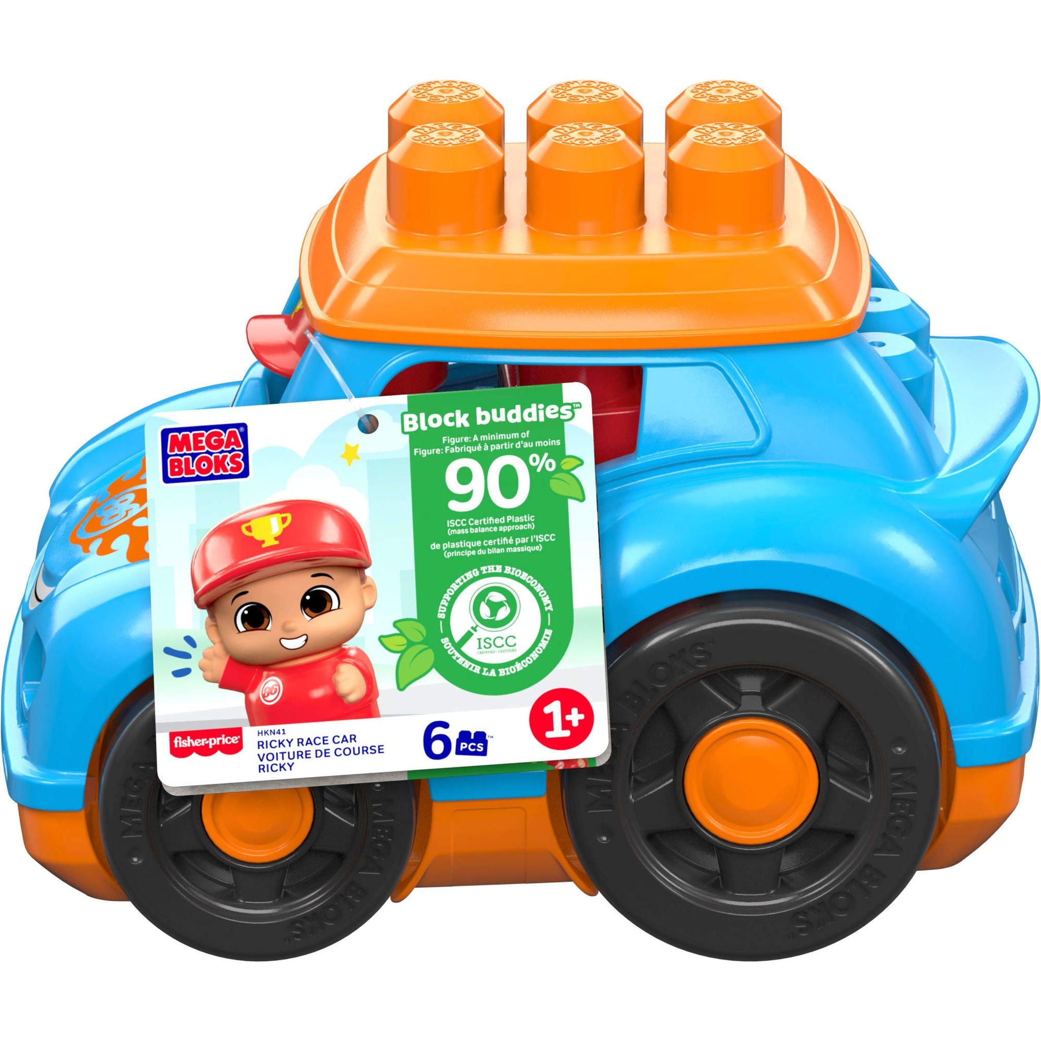 Fisher-Price MEGA Bloks First Builders Lil Vehicles Block Buddies Ricky Race Car