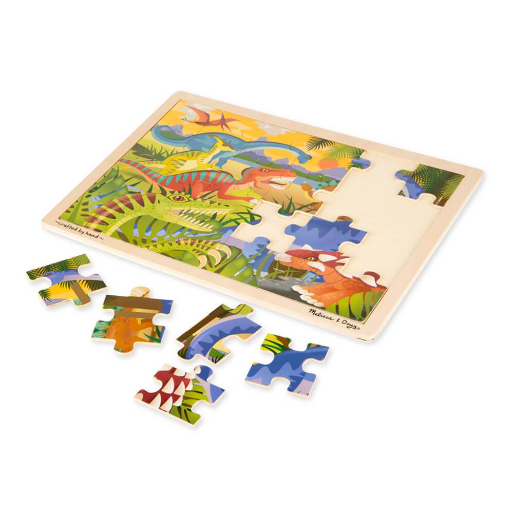 Melissa & Doug - 24 Piece Wooden Jigsaw Puzzle Dinosaur - Toyworld Aus