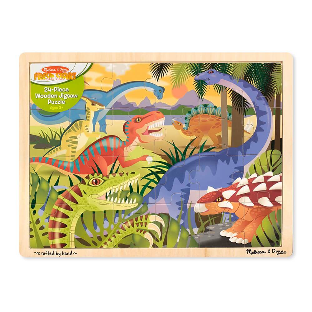 Melissa & Doug - 24 Piece Wooden Jigsaw Puzzle Dinosaur - Toyworld Aus
