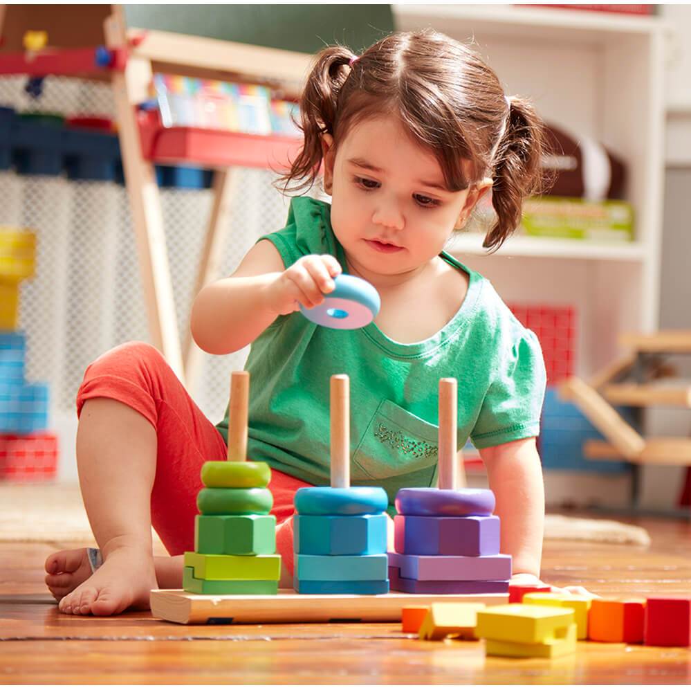 Melissa & Doug - Classic Toy Geometric Stacker - Toyworld Aus