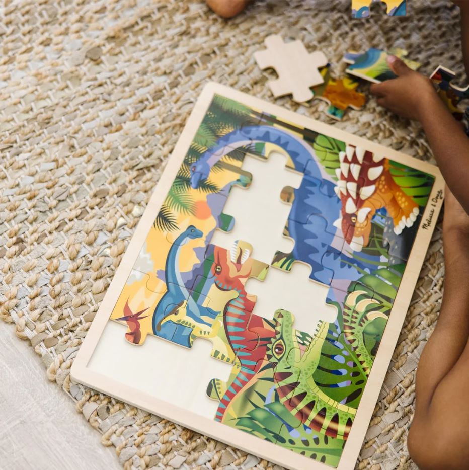 Melissa & Doug - 24 Piece Wooden Jigsaw Puzzle Dinosaur - Toyworld Aus
