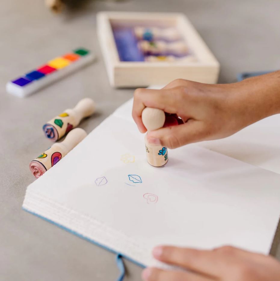 Melissa & Doug - Wooden Stamp Set - Happy Handles - Toyworld Aus