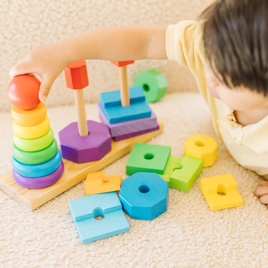 Melissa & Doug - Classic Toy Geometric Stacker - Toyworld Aus