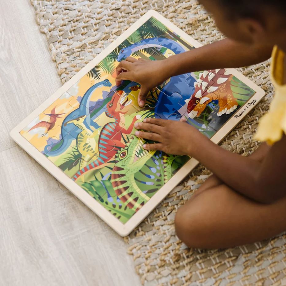 Melissa & Doug - 24 Piece Wooden Jigsaw Puzzle Dinosaur - Toyworld Aus