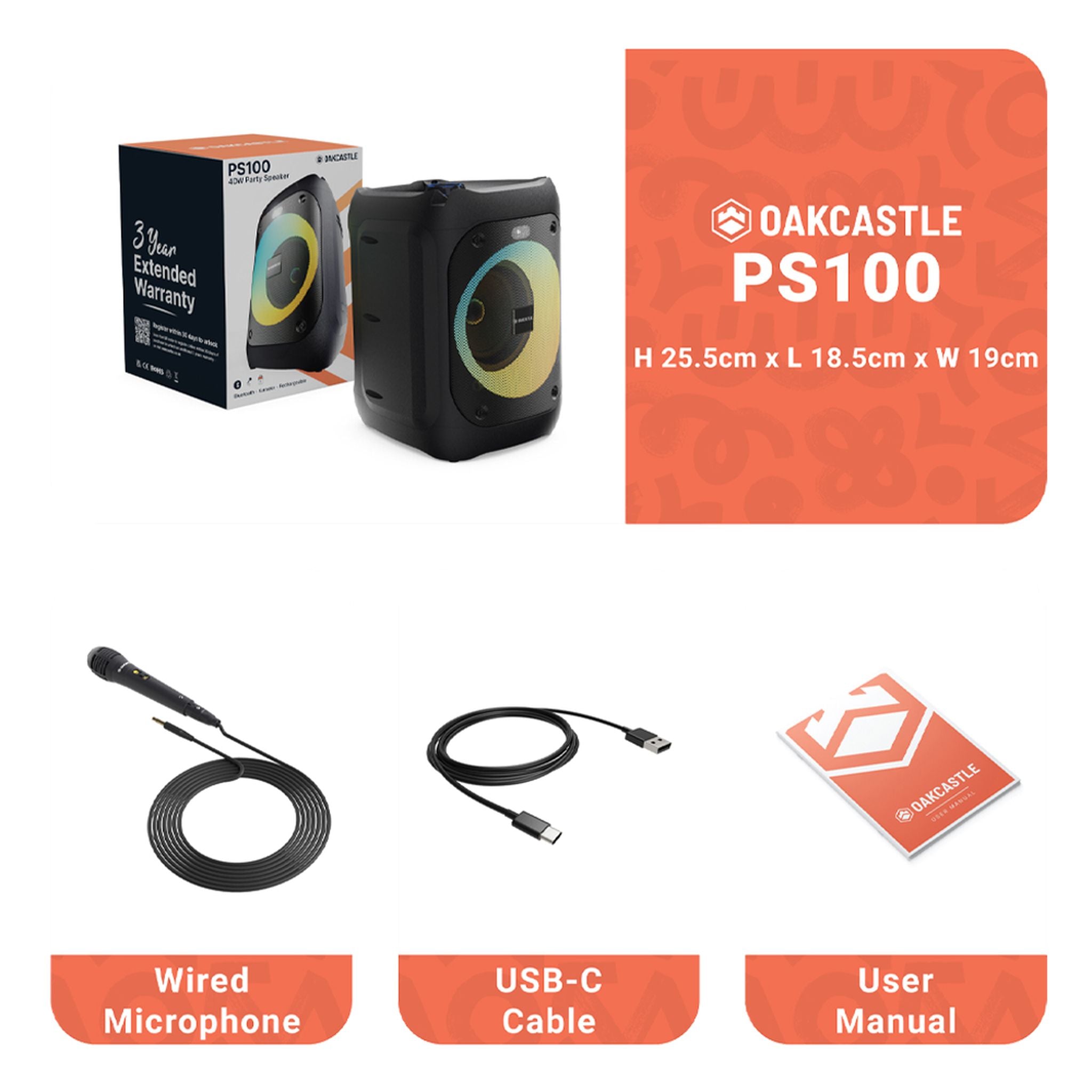 Majority PS100 Party Speaker 50w Bluetooth Karaoke & PA System