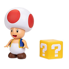 NINTENDO SUPER MARIO 4 INCH FIGURE WAVE 32 - RED TOAD WITH QUESTION BLOCK