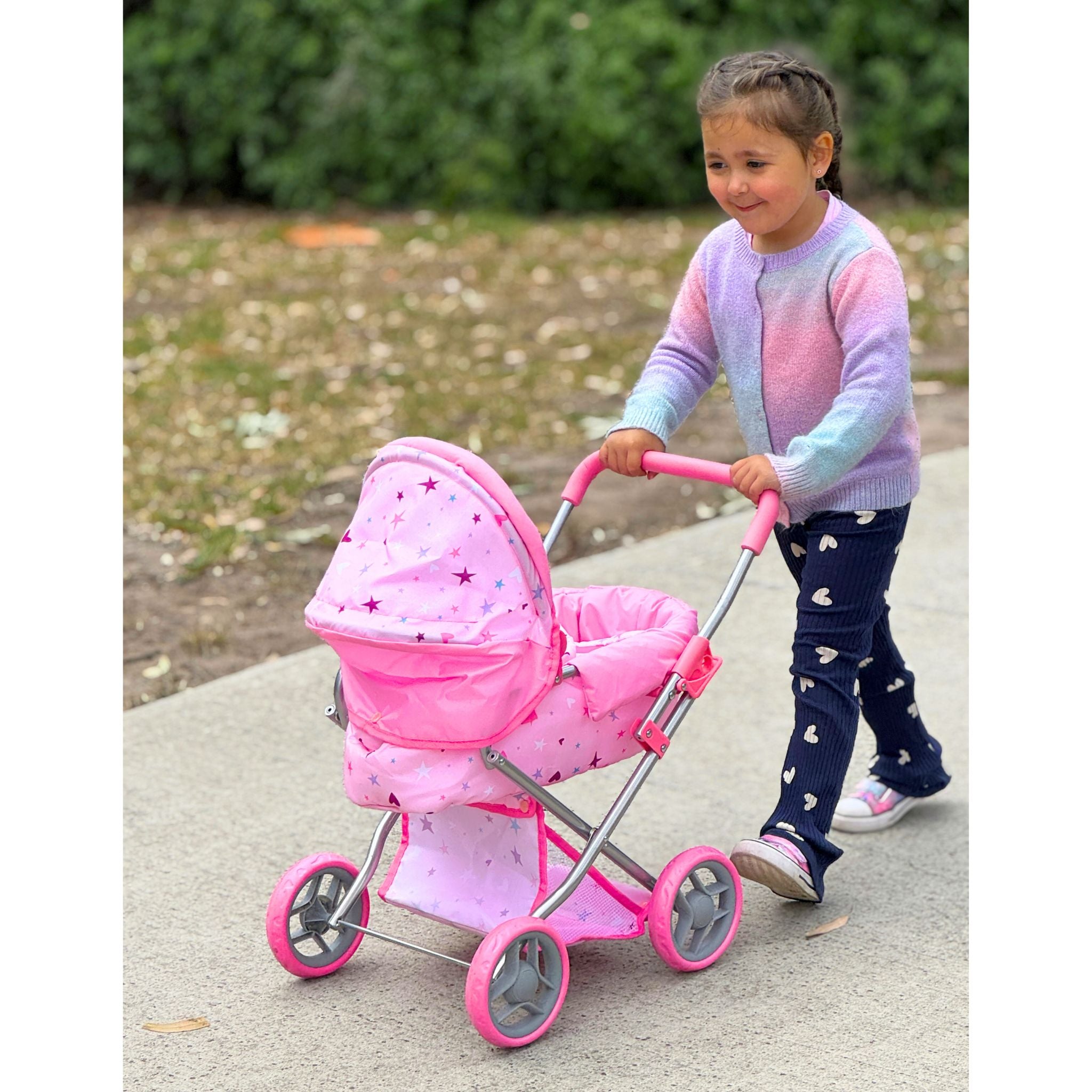 Playworld Doll Pram Medium Pink - Toyworld Australia