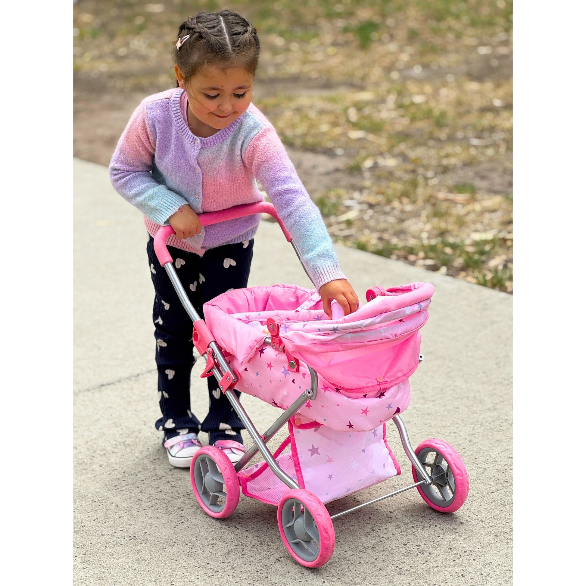 Playworld Doll Pram Medium Pink - Toyworld Australia