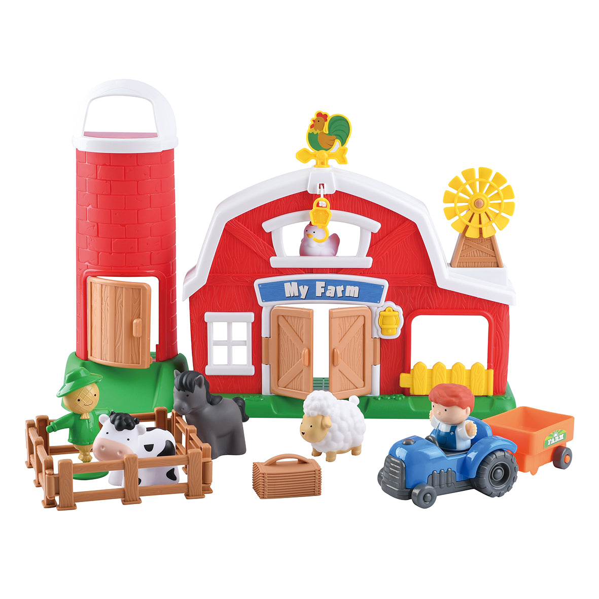 Playgo Toys Busy Farm Life With Grain Silo 16 Piece Playset
