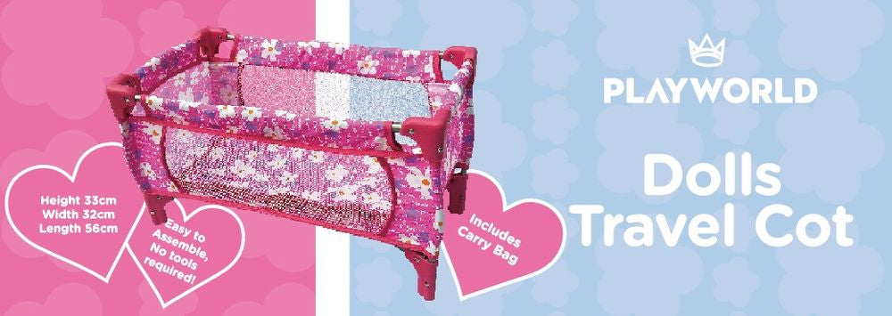 Playworld Dolls Travel Cot Pink