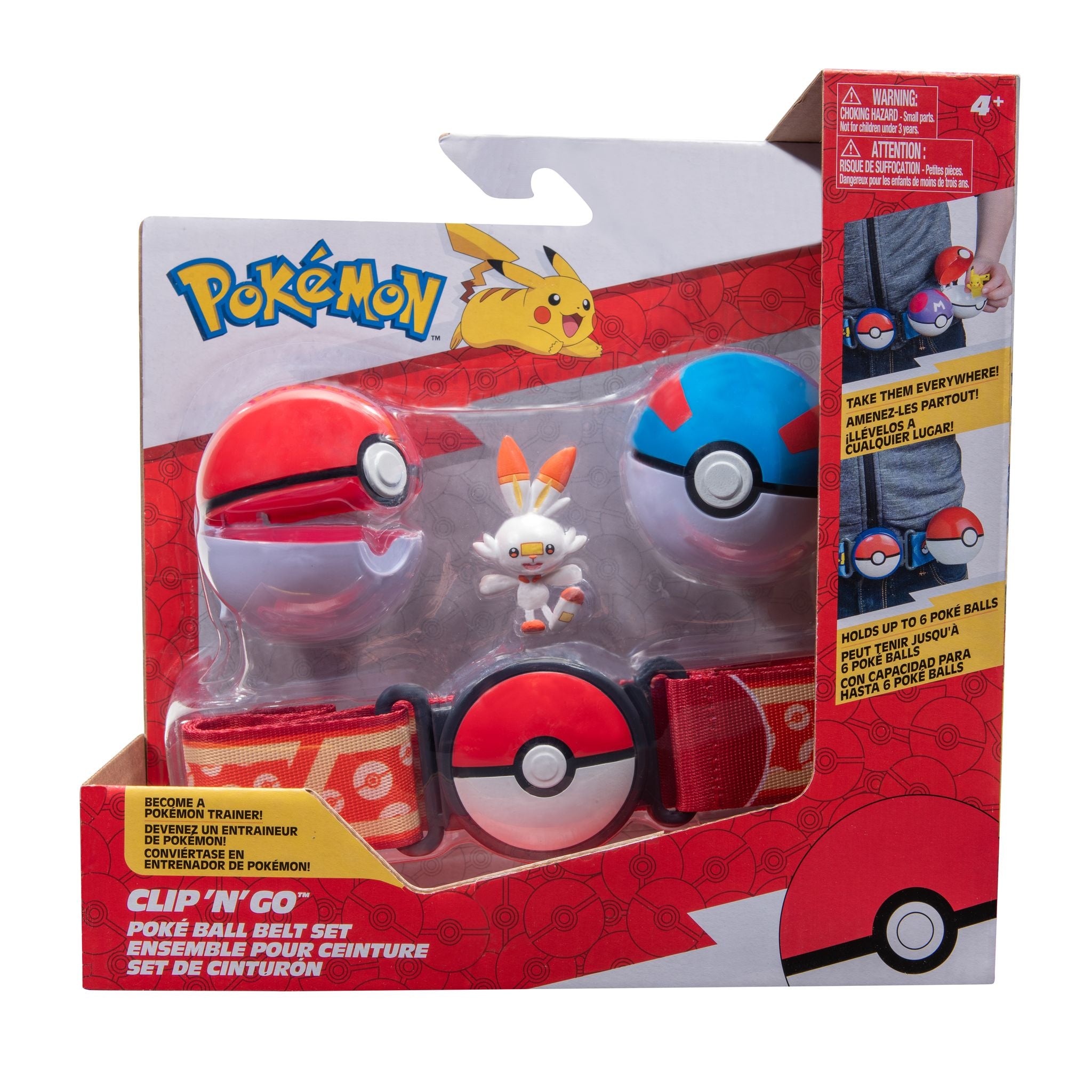 Pokemon Clip N Go Poke Ball Belt Set - Poke Ball & Great Ball With Scorbunny