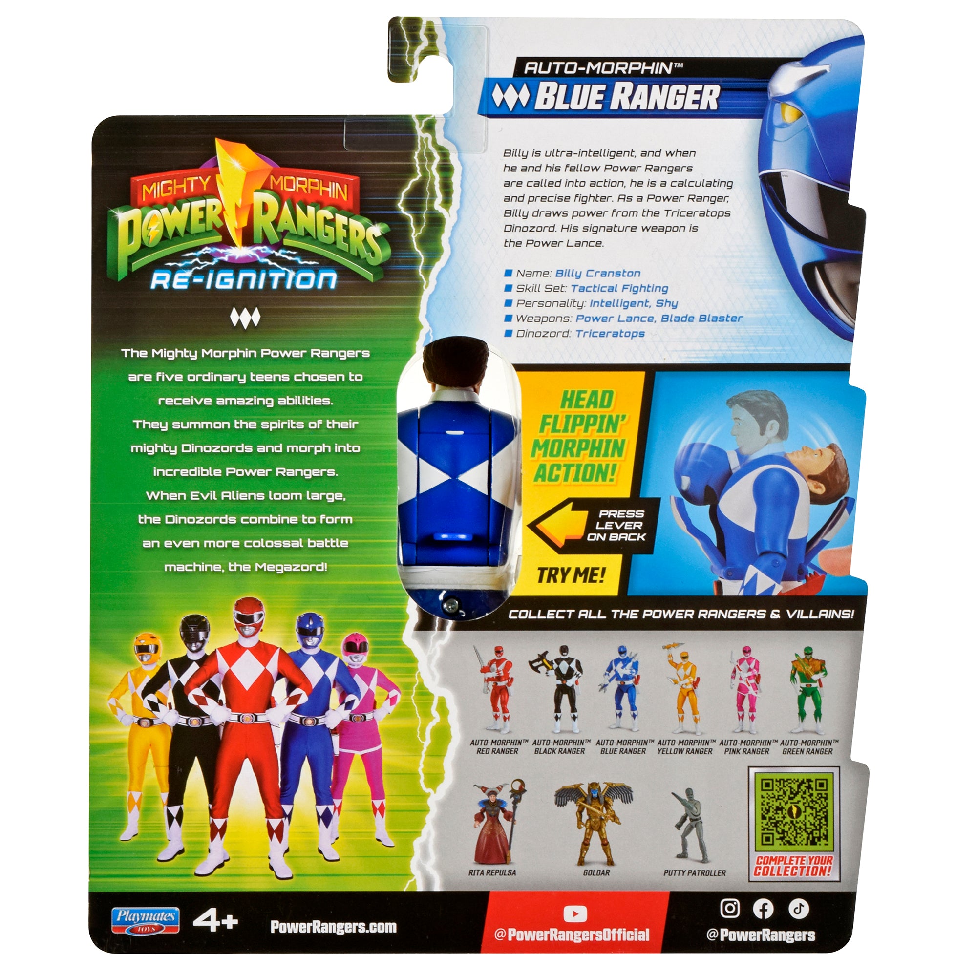 Mighty Morphin Power Rangers Auto-Morphin Figures - Blue Ranger
