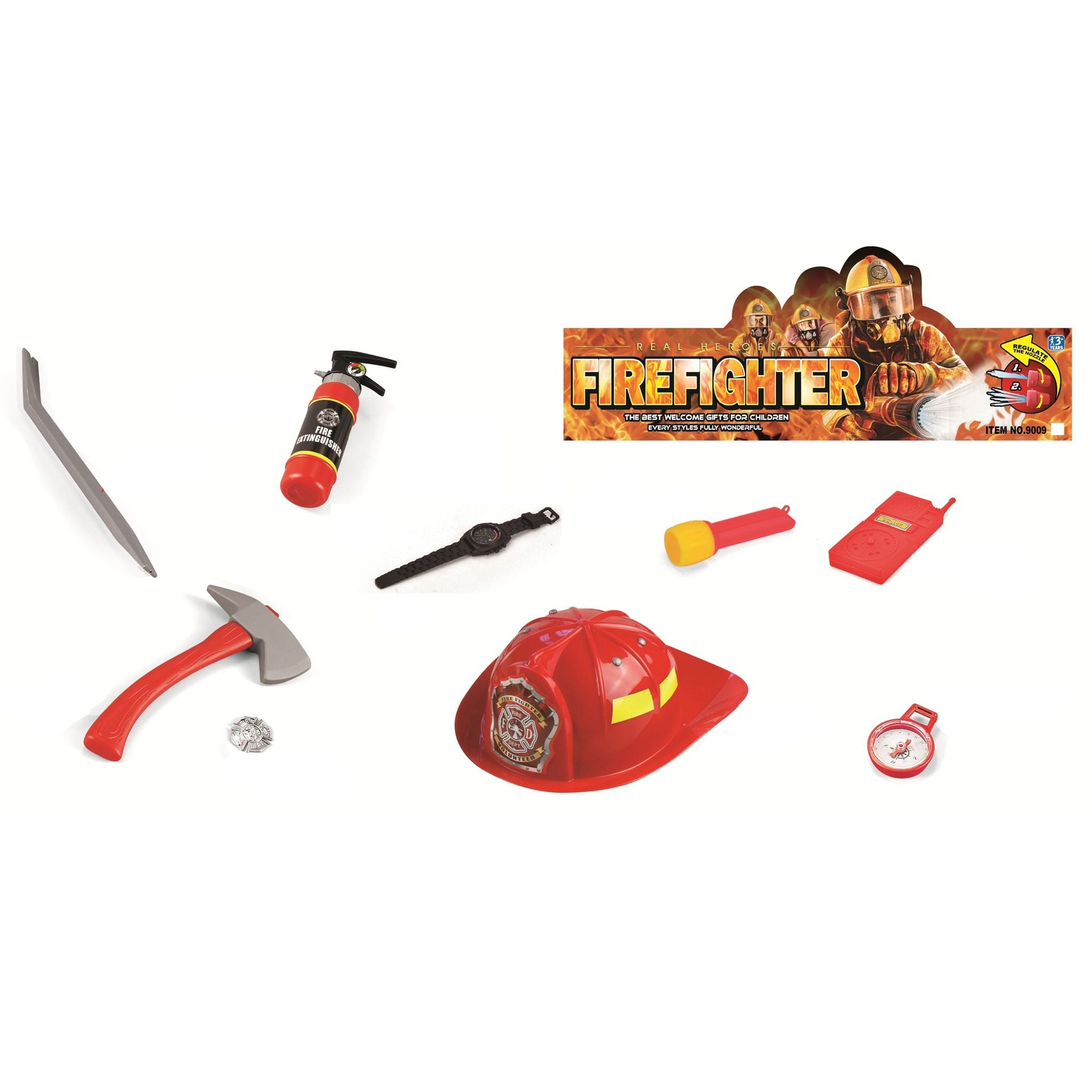 Real Heroes Firefighter With Helmet 9 Piece Set