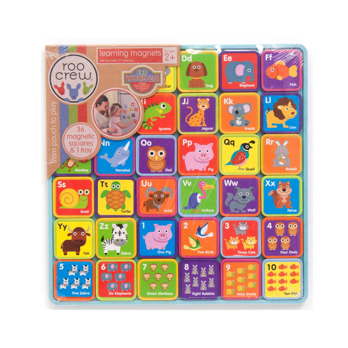 Roo Crew Eco Wood 2.0 Learning Magnets 37 Piece