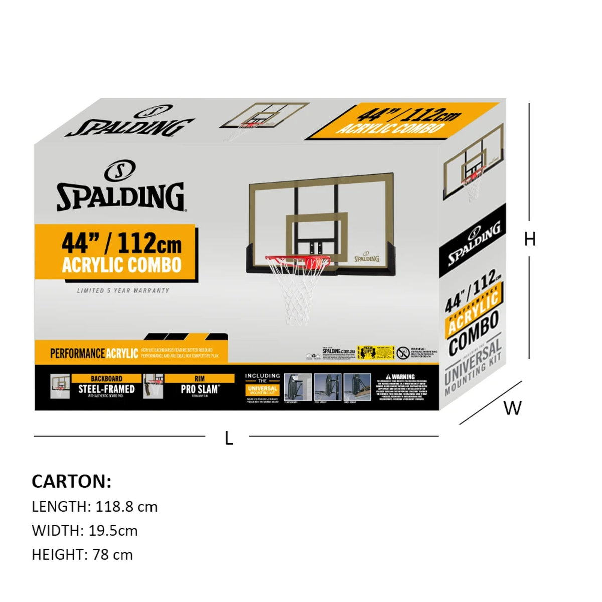 Spalding 44 Inch Acrylic Backboard Basketball System - Gold