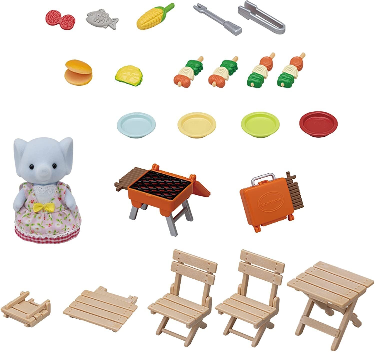Sylvanian Families Accessories Bbq Picnic Set With Elephant Girl