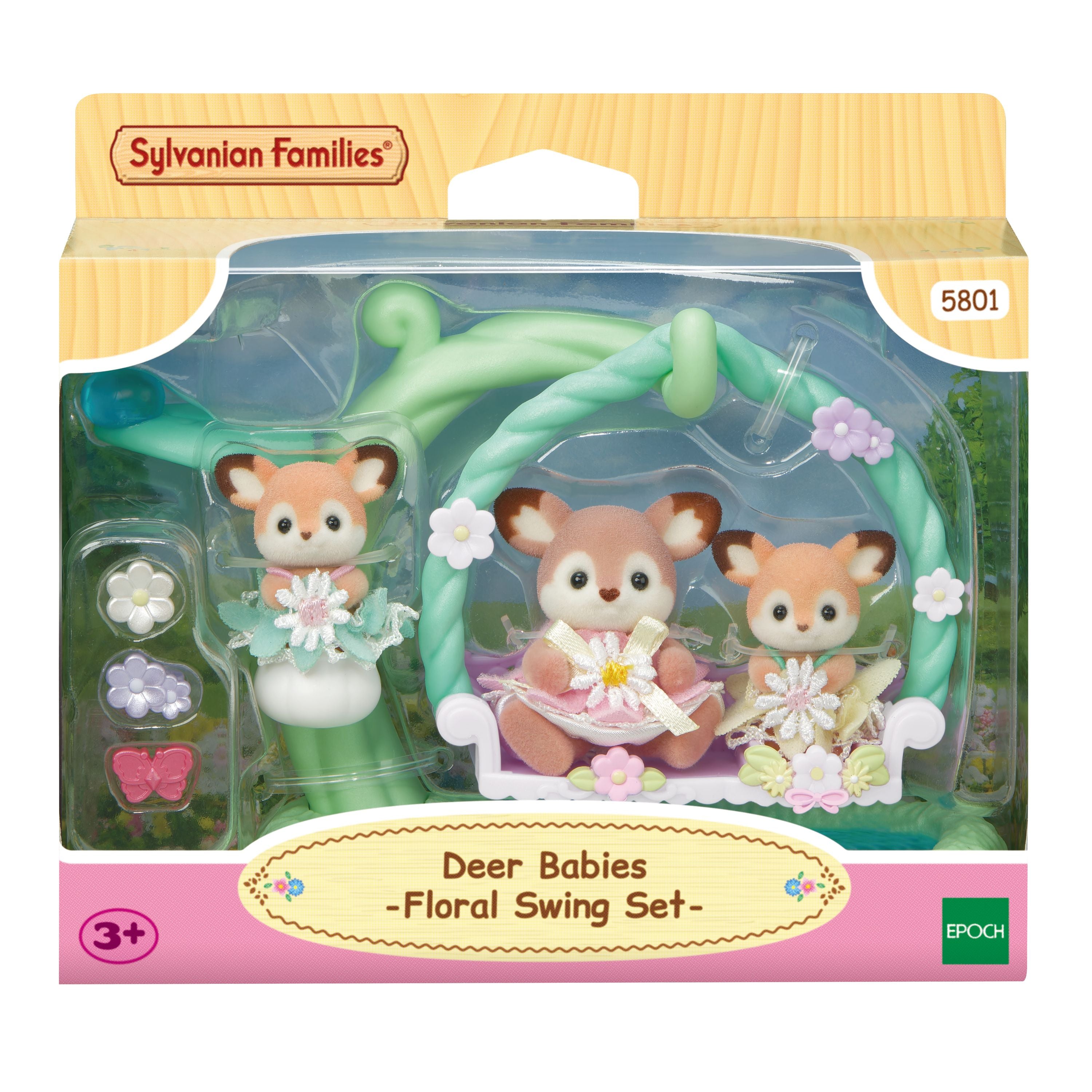 Sylvanian Families Deer Babies Floral Swing Set