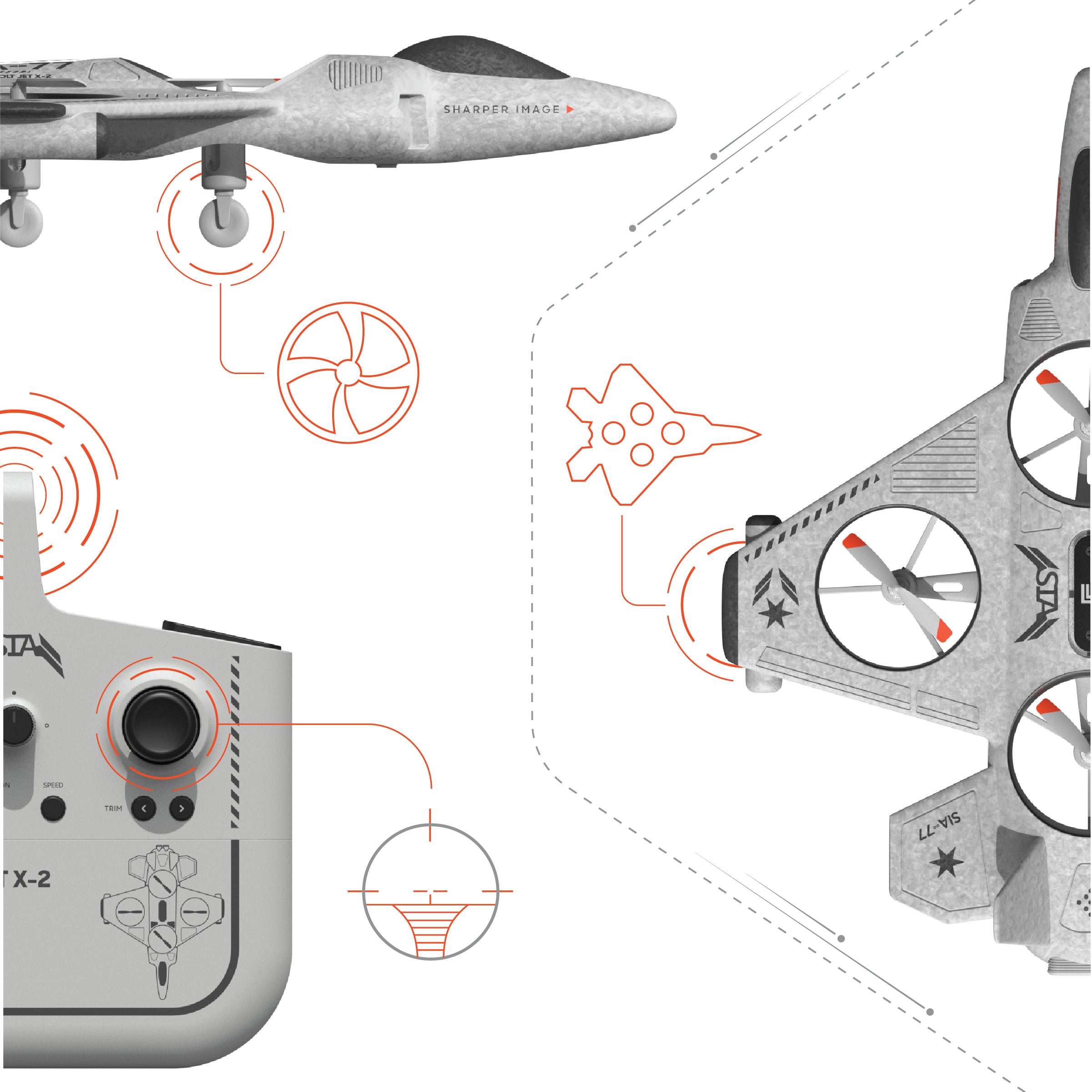 Sharper Image RC Thunderbolt Jet X-2 Stunt Drone