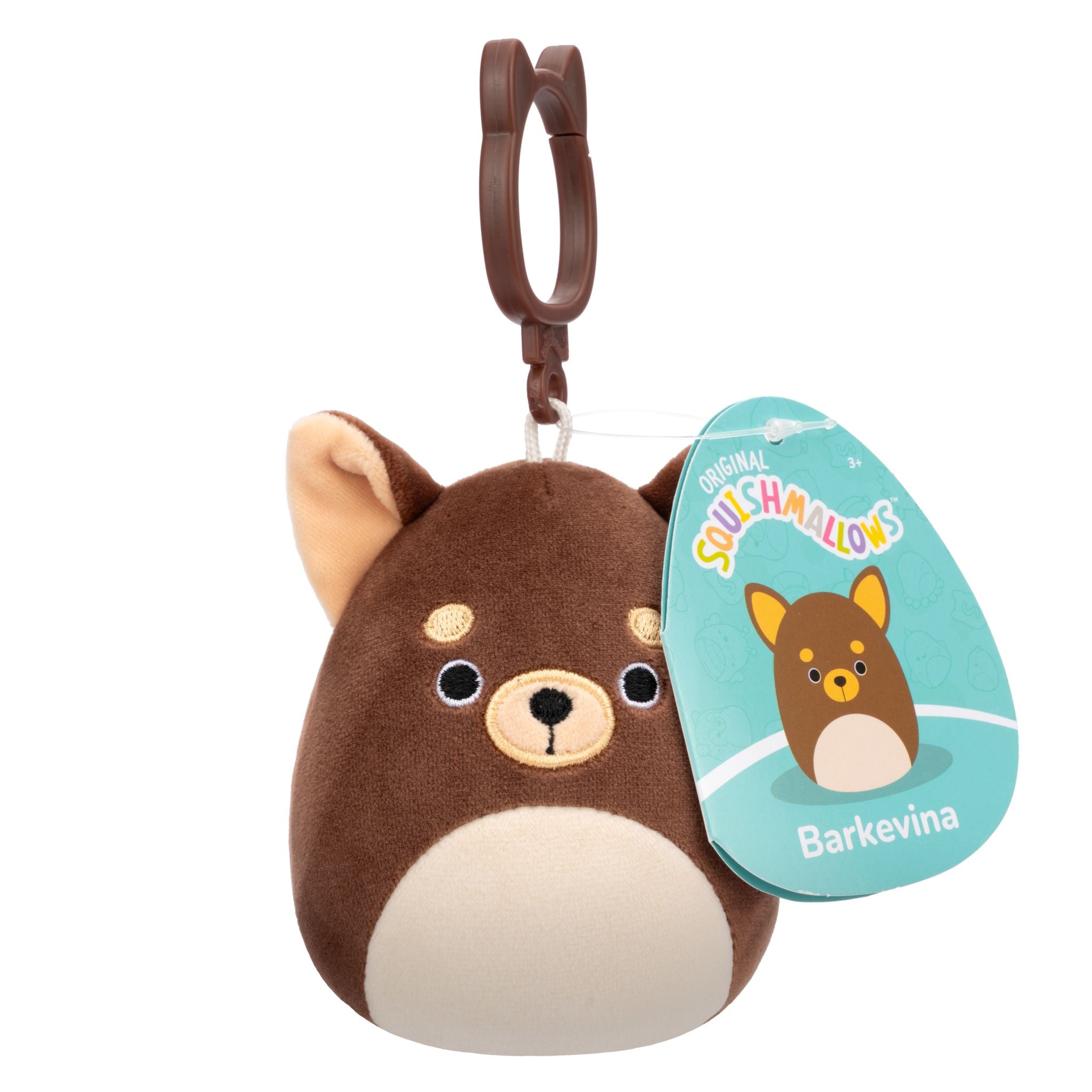 Squishmallows 3.5 Inch Plush Clip-On S20 Barkevina Brown Chihuahua