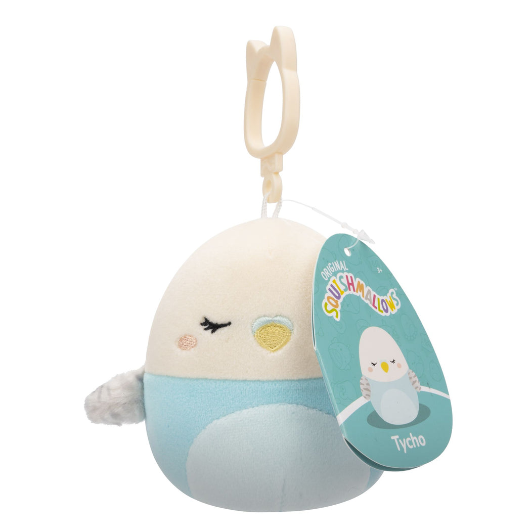 Squishmallows 3.5 Inch Plush Clip-On S20 Tycho Blue & White Parakeet - 1