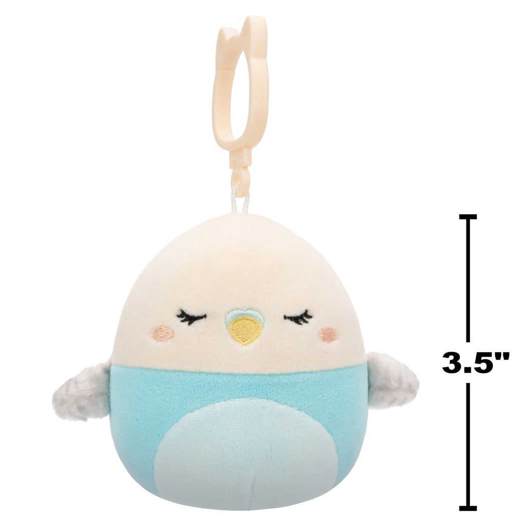 Squishmallows 3.5 Inch Plush Clip-On S20 Tycho Blue & White Parakeet - 3