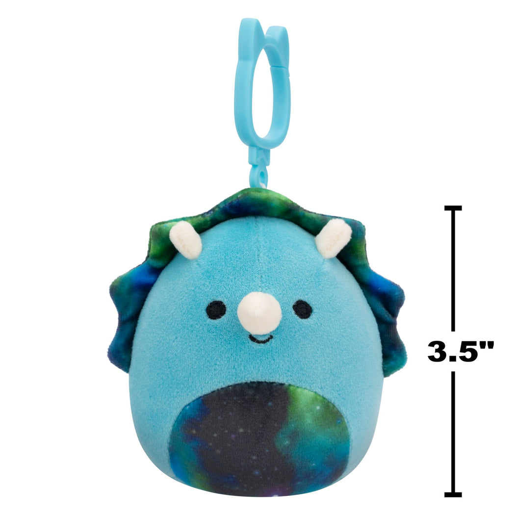 Squishmallows 3.5 Inch Plush Clip-On S20 Vilmos Blue Triceratops - 3