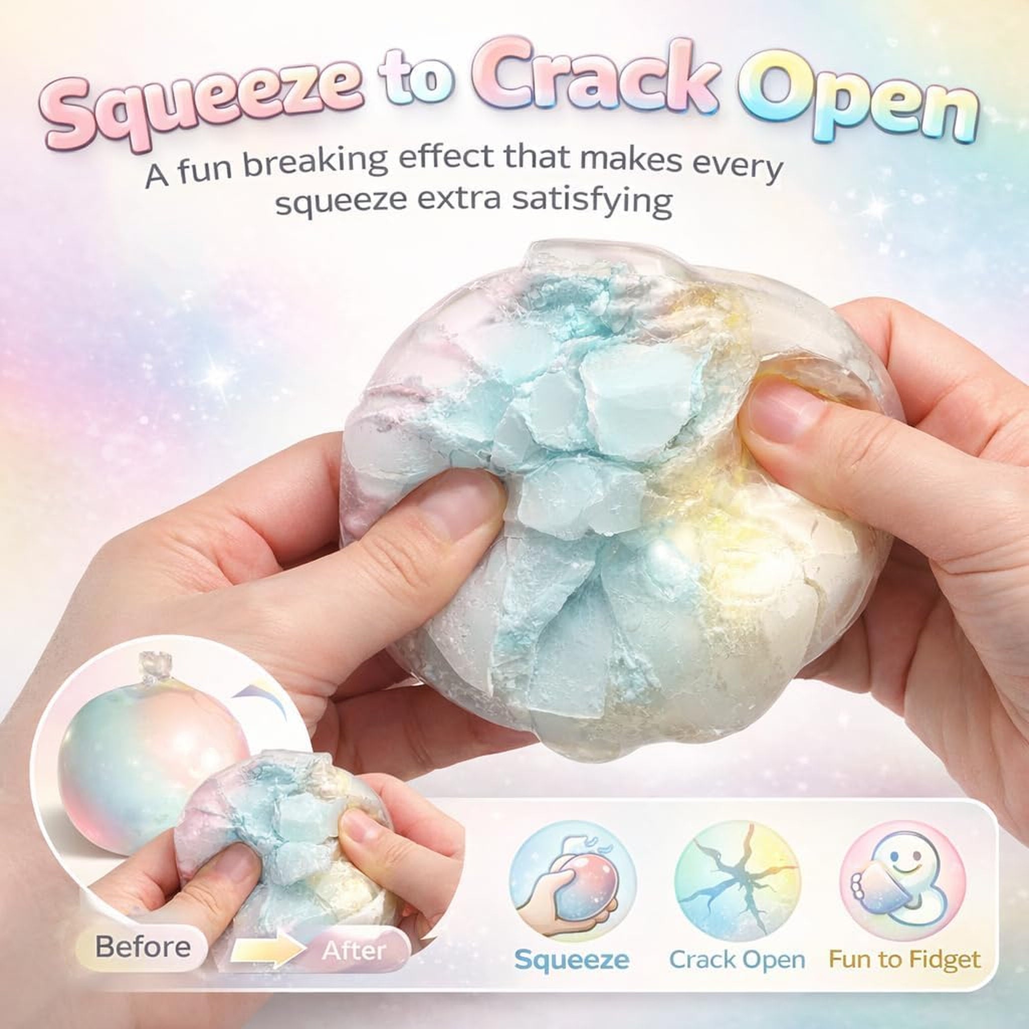 Squishy Wax Cracking Rainbow Ball