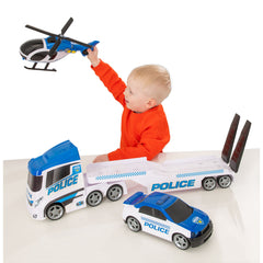 TEAMSTERZ MIGHTY MACHINES LIGHT & SOUND POLICE HELICOPTER TRANSPORTER